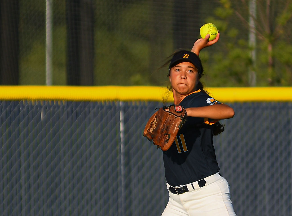 Chelsea Gleba attempts to put out a runner in the infield